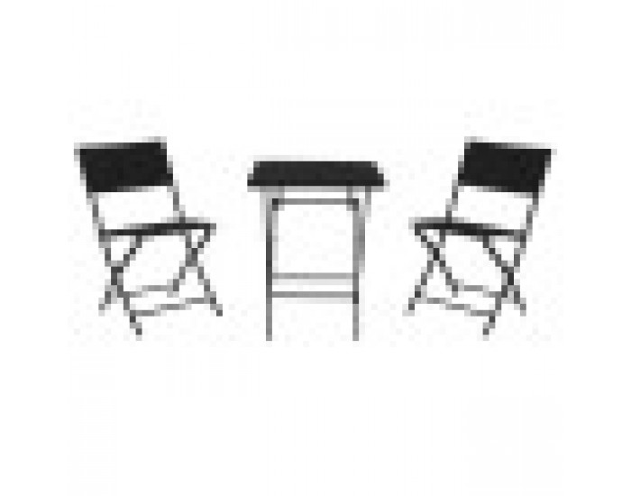 Комплект от маса с 2 стола Home ESPRIT Черен Стомана синтетичен ратан 58 x 58 x 71,5 cm