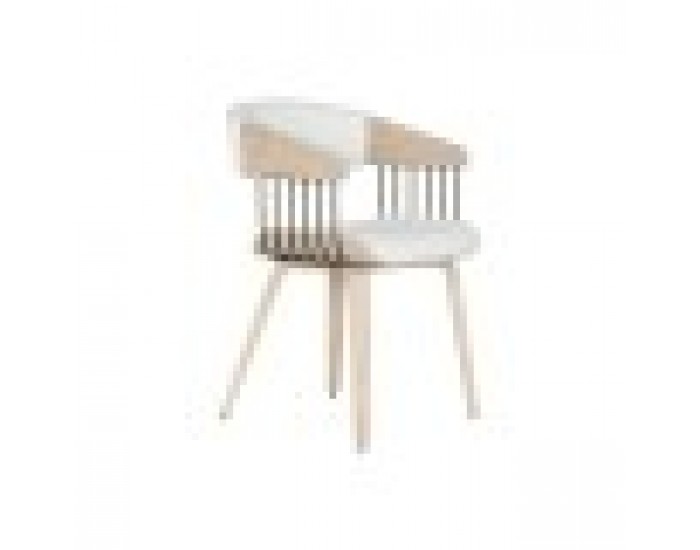 Трапезен стол Home ESPRIT Бял полиестер Дървен 51 x 55 x 76,5 cm