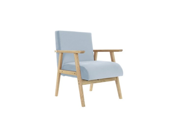 Фотьойл DKD Home Decor, полиестер, Небесно синьо, Дървен, MDF, 61 x 63 x 77 cm