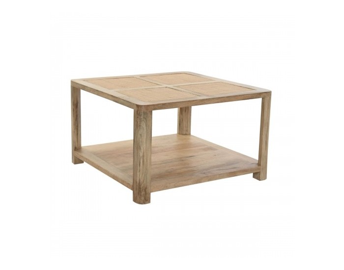 Помощна маса DKD Home Decor Pатан Дърво манго (76 x 76 x 45 cm)