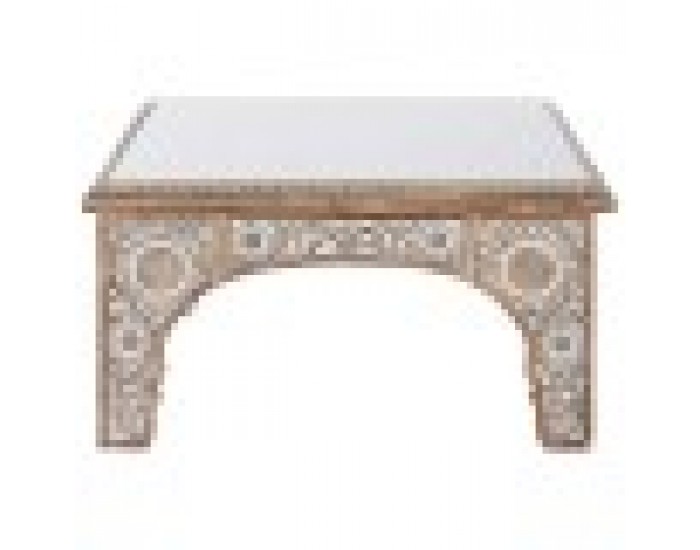 Маса за кафе DKD Home Decor 81 x 81 x 45 cm Кристал Алуминий Дърво манго