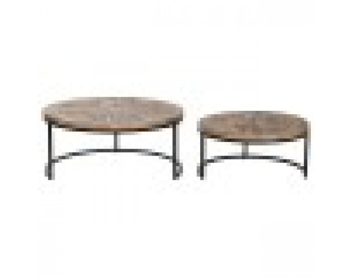 Комплект от 2 маси Home ESPRIT Кафяв Черен Естествен Метал Дърво манго 90 x 90 x 40 cm