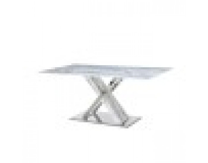 Трапезна маса DKD Home Decor Кристал Сребрист Сив Стомана Бял 180 x 90 x 78 cm