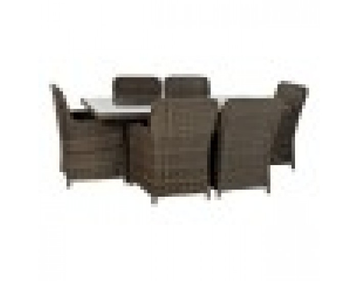 Комплект от маса с 6 стола DKD Home Decor Стомана Pатан (7 pcs)