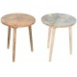 Помощна маса Home ESPRIT Бял Светло кафяв Дърво манго 40 x 40 x 47,5 cm (2 броя) - Home esprit