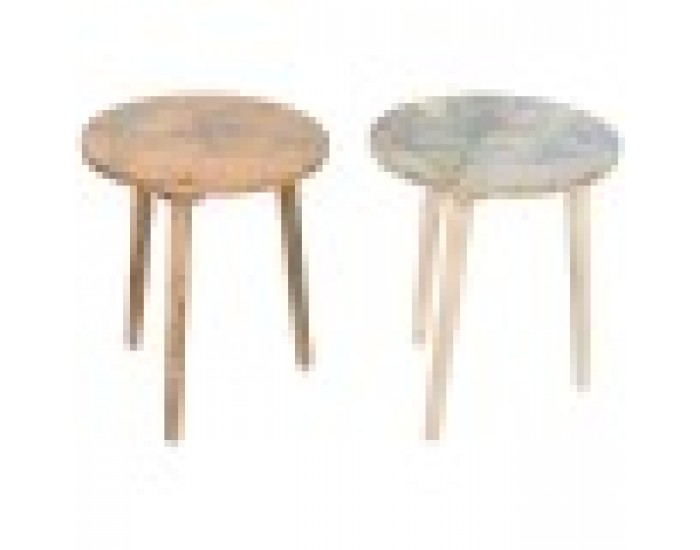 Помощна маса Home ESPRIT Бял Светло кафяв Дърво манго 40 x 40 x 47,5 cm (2 броя)