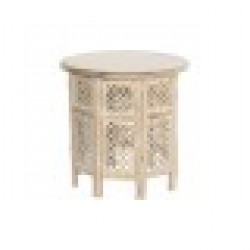 Помощна маса DKD Home Decor Кафяв Бял Дърво манго (53 x 53 x 53 cm) - Dkd home decor