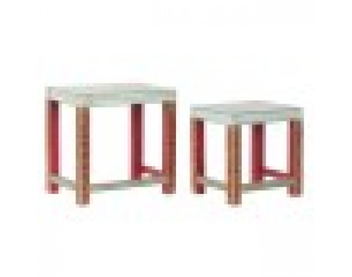 Помощна маса DKD Home Decor Акрилен Дърво манго (2 pcs) (45 x 30 x 45 cm) (34 x 25.5 x 37.5 cm)
