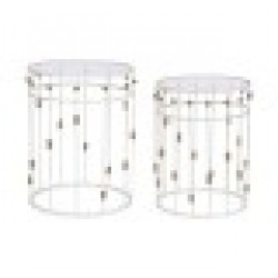 Комплект от 2 маси Home ESPRIT Бял Златен 42 x 42 x 55 cm - Home esprit