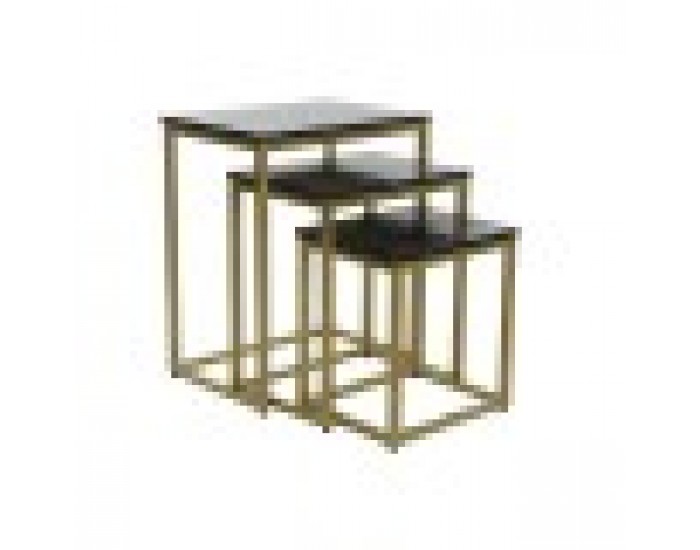 Комплект от 3 маси DKD Home Decor 50 x 35 x 60 cm Черен Златен Мрамор Желязо