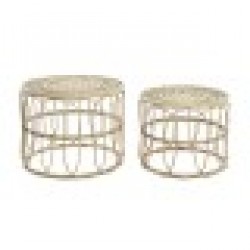 Комплект от 2 маси DKD Home Decor Кафяв Pатан (50 x 50 x 41,5 cm) (50 x 50 x 40 cm) - Dkd home decor