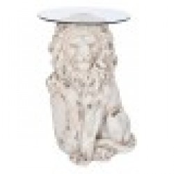 Помощна маса DKD Home Decor Лъв 52 x 44 x 72 cm Кристал Сив Метал Бял Магнезиев - Dkd home decor