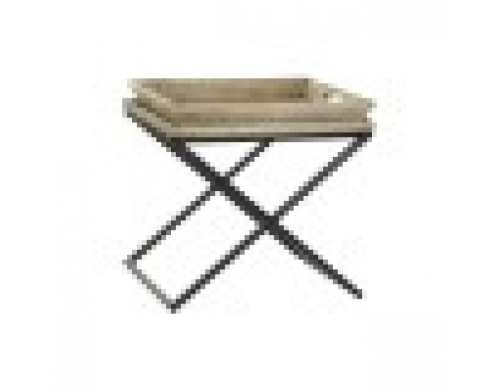 Помощна маса DKD Home Decor Черен Естествен Метал Дърво манго 55 x 45 x 53 cm
