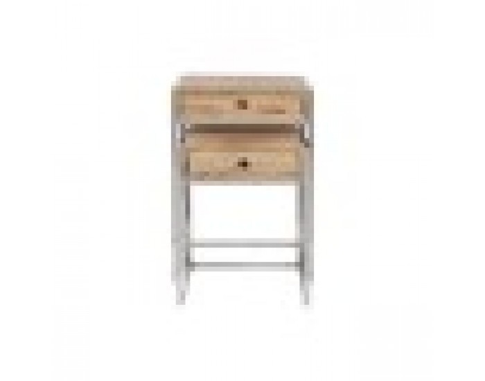 Комплект от 2 маси Home ESPRIT Кафяв Сребрист Естествен Стомана Дърво манго 45,5 x 41 x 66,5 cm