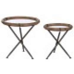 Комплект от 2 маси Home ESPRIT Черен Естествен Кристал Ела 65 x 65 x 66 cm - Home esprit