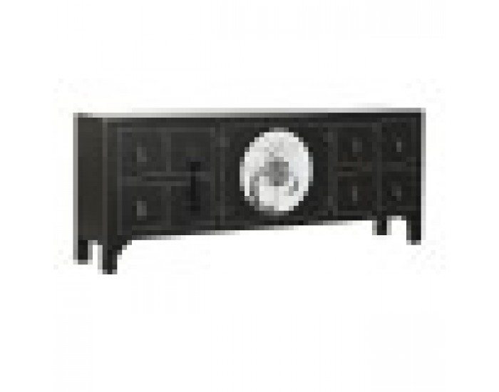 ТВ шкаф DKD Home Decor Черен Ориенталски Бял Златен Бял/Черен Метал Ела Дървен MDF 130 x 26 x 51 cm
