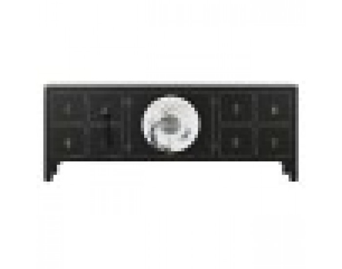 ТВ шкаф DKD Home Decor Черен Ориенталски Бял Златен Бял/Черен Метал Ела Дървен MDF 130 x 26 x 51 cm