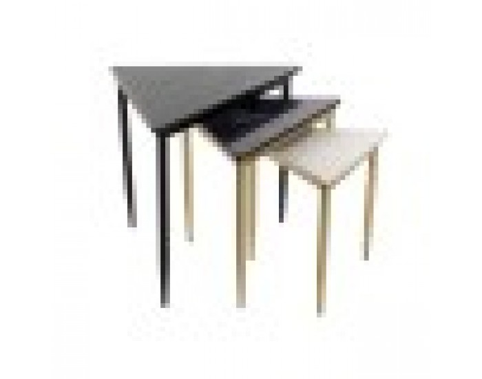 Комплект от 3 масички DKD Home Decor, Черен, Златен, Метал, Бял, Зелен, Мрамор Модерен, 68 x 46,5 x 53 cm, 3 броя