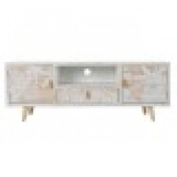ТВ шкаф DKD Home Decor, Бял, Дървен, Бамбук, 140 x 40 x 51 cm - Dkd home decor