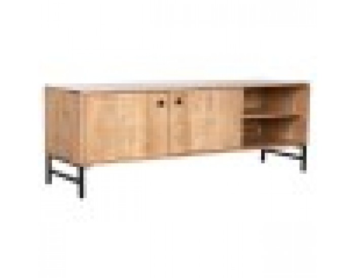 ТВ шкаф Home ESPRIT Кафяв Черен Метал Aкациево дърво 145 x 40 x 52 cm