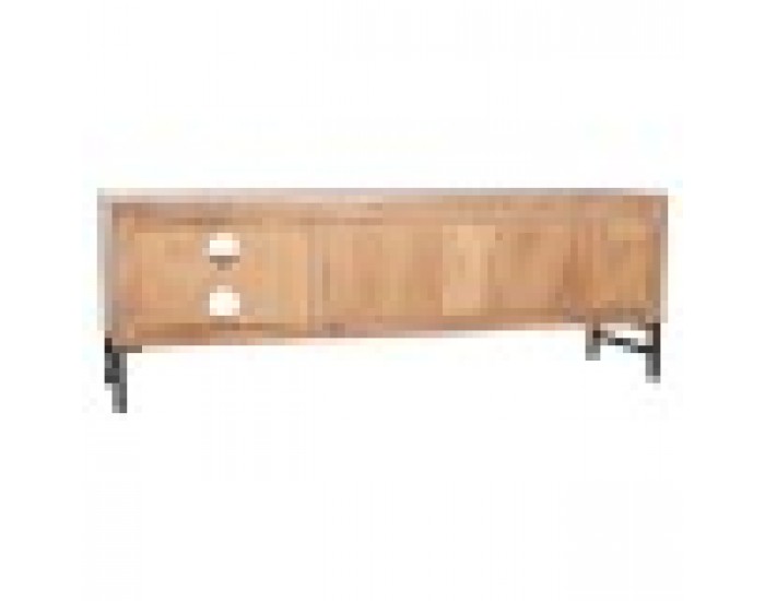 ТВ шкаф Home ESPRIT Кафяв Черен Метал Aкациево дърво 145 x 40 x 52 cm