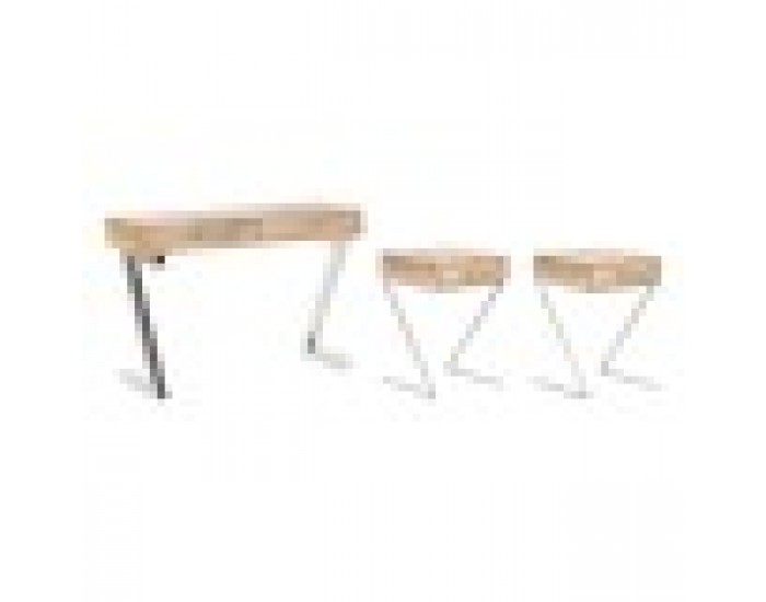 Мебелен комплект Home ESPRIT Кафяв Сребрист Стомана Дърво манго 110 x 40 x 76 cm (3 Части)