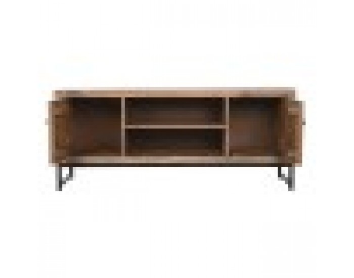 ТВ шкаф Home ESPRIT Кафяв Черен Сребрист Дърво манго Огледало 130 x 40 x 55,5 cm