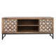 ТВ шкаф Home ESPRIT Кафяв Черен Сребрист Дърво манго Огледало 130 x 40 x 55,5 cm