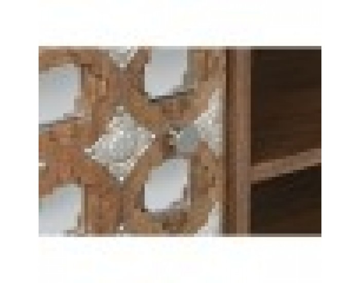 ТВ шкаф Home ESPRIT Кафяв Черен Сребрист Дърво манго Огледало 130 x 40 x 55,5 cm