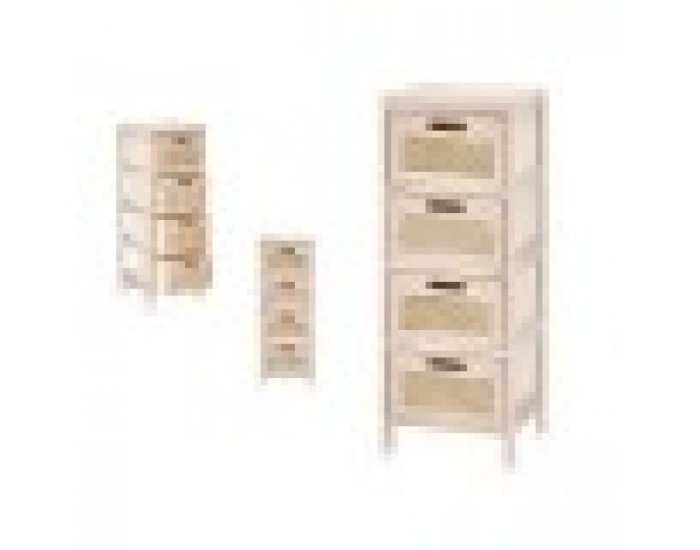 Скрин GiftDecor Rattan Естествен 27 x 73 x 25 cm 4 чекмеджета