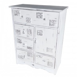 Скрин DKD Home Decor, Дървен, Бял, Износени, 78 x 38 x 102 cm - Comode