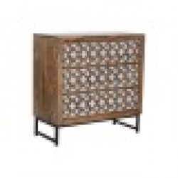 Скрин Home ESPRIT Кафяв Черен Сребрист Дърво манго Огледало Индианец 80 x 38 x 80 cm - Home esprit