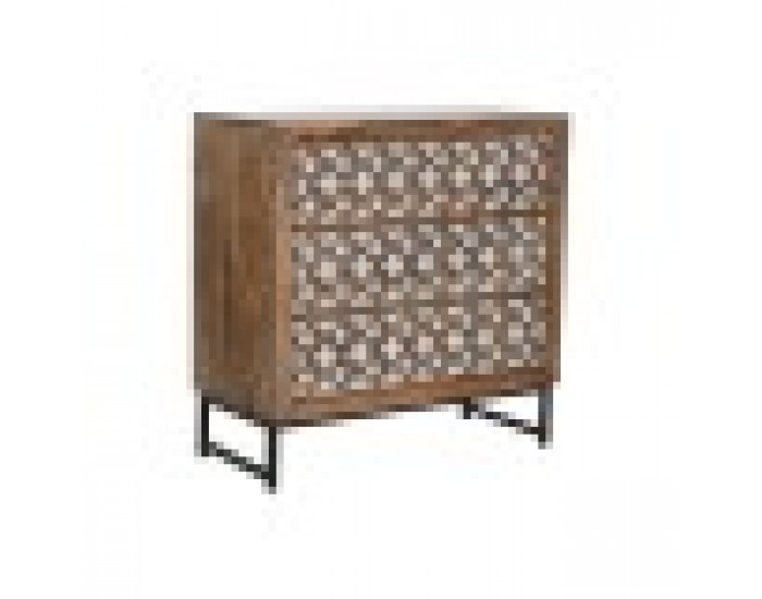 Скрин Home ESPRIT Кафяв Черен Сребрист Дърво манго Огледало Индианец 80 x 38 x 80 cm