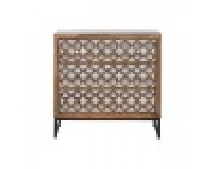 Скрин Home ESPRIT Кафяв Черен Сребрист Дърво манго Огледало Индианец 80 x 38 x 80 cm