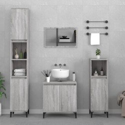 Sonata H Комплект мебели за баня от 3 части сив сонома инженерно дърво - Seturi