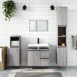 Sonata H Комплект мебели за баня от 3 части сив сонома инженерно дърво - Seturi