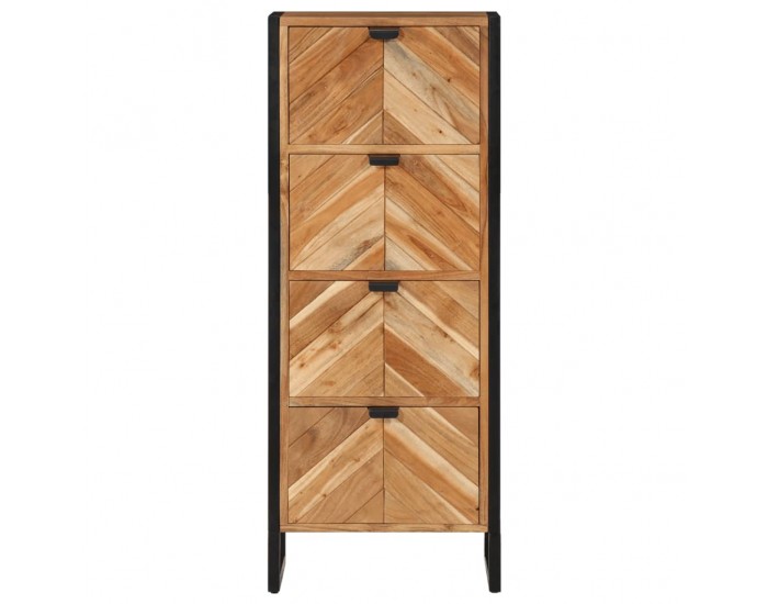 Sonata H Шкаф за баня 40x30x100 см масивно акациево дърво и желязо