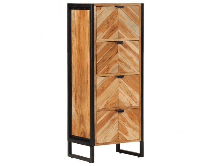 Sonata H Шкаф за баня 40x30x100 см масивно акациево дърво и желязо