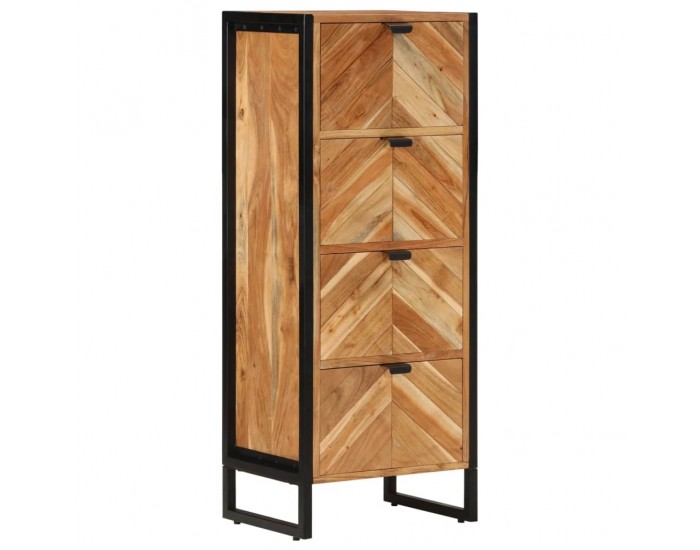Sonata H Шкаф за баня 40x30x100 см масивно акациево дърво и желязо