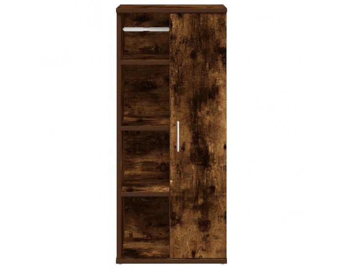Sonata H Шкаф за баня с държач за ролки, опушен дъб, 39x22x90 см