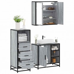 Sonata H Комплект мебели за баня от 3 части сив сонома инженерно дърво - Seturi