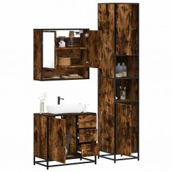 Sonata Set mobilier de baie, 3 piese, stejar fumuriu, lemn prelucrat