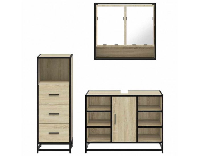 Sonata H Комплект шкафове за баня от 3 части дъб сонома инженерно дърво