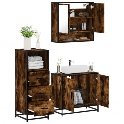 Sonata Set mobilier de baie, 3 piese, stejar fumuriu, lemn prelucrat