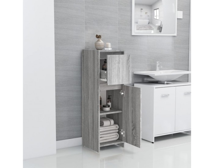 Sonata H Шкаф за баня, сив сонома, 30x30x95 см, инженерно дърво