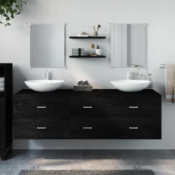 Sonata H Комплект мебели за баня от 5 части, черен, инженерно дърво - Seturi