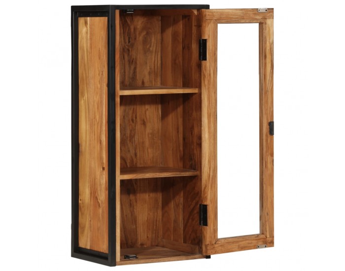 Sonata H Стенен шкаф за баня 40x30x90 см масивно акациево дърво и желязо