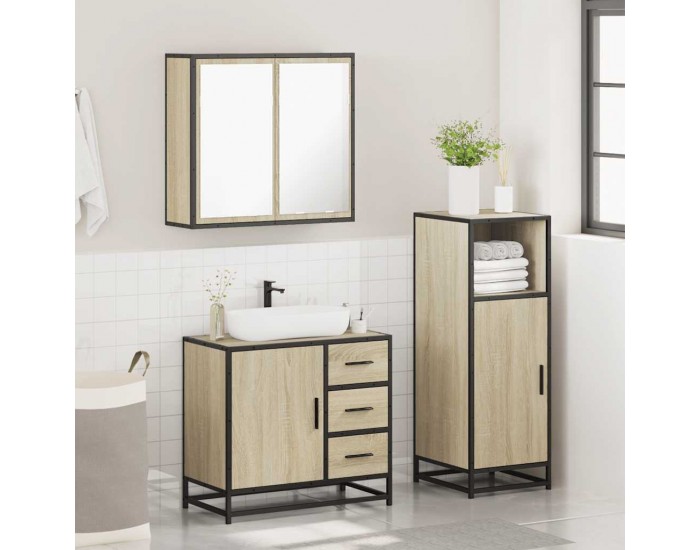 Sonata H Комплект шкафове за баня от 3 части дъб сонома инженерно дърво