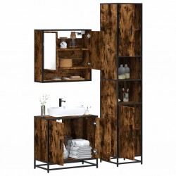 Sonata Set mobilier de baie, 3 piese, stejar fumuriu, lemn prelucrat