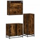 Sonata Set mobilier de baie, 3 piese, stejar fumuriu, lemn prelucrat